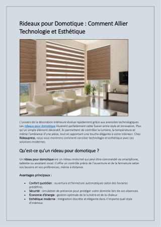 Rideaux pour Domotique  Comment Allier Technologie et Esthétique