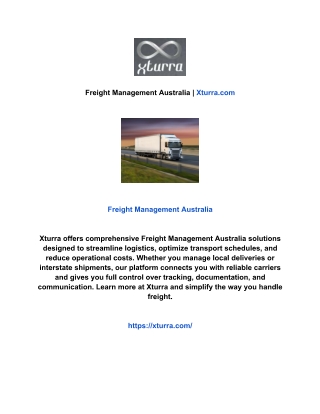 Freight Management Australia | Xturra.com