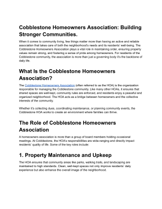 Cobblestone Homeowners Association
