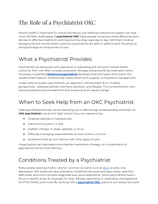 E - The role of a psychiatrist OKC