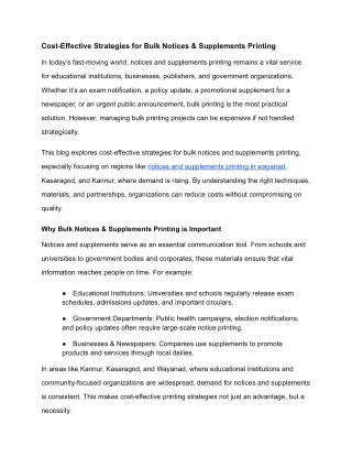 Cost-Effective Strategies for Bulk Notices & Supplements Printing