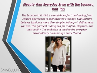 Elevate Your Everyday Style with the Leonora Knit Top