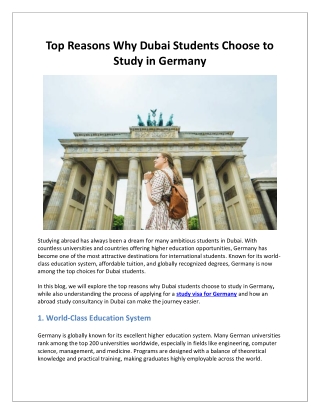 Why Dubai Students Prefer Germany for Higher Education?