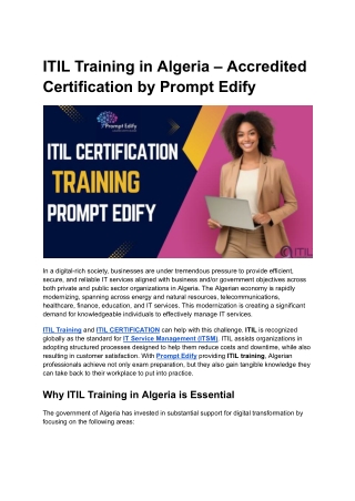 ITIL Training & Certification Algeria _ Prompt Edify