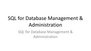 SQL for Database Management & Administration