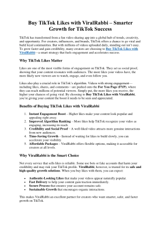 Buy TikTok Likes with ViralRabbi – Smarter Growth for TikTok Success