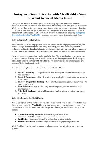 Instagram Growth Service with ViralRabbi – Your Shortcut to Social Media Fame