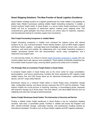 Smart Shipping Solutions_ The New Frontier of Saudi Logistics Excellence