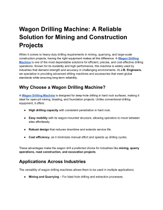 Wagon Drilling Machine_ A Reliable Solution for Mining and Construction Projects