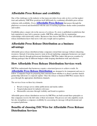 IMCWire Affordable Press Release helps startups grow with online reach