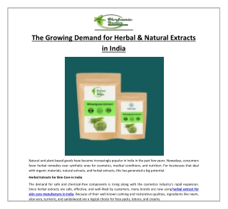 The Growing Demand for Herbal & Natural Extracts in India