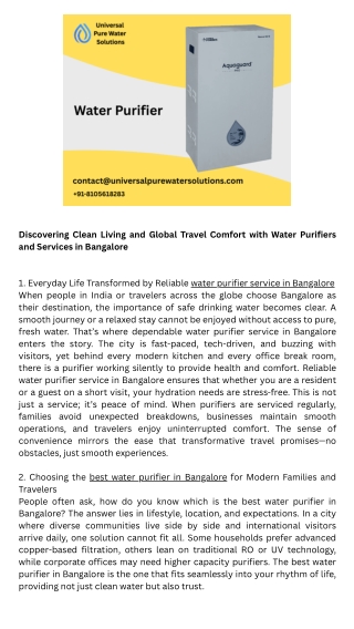 Commercial water purifier in Bangalore