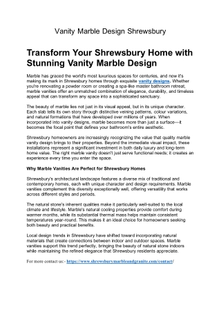 Vanity Marble Design Shrewsbury