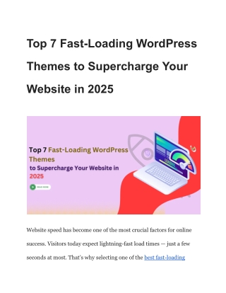Top 7 Fast-Loading WordPress Themes to Supercharge Your Website in 2025