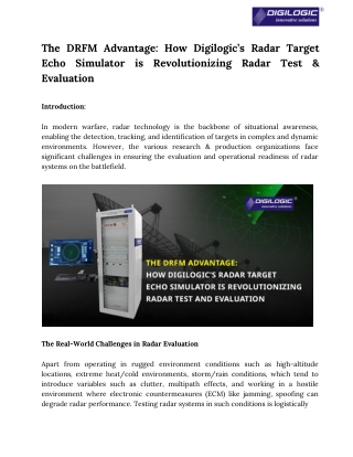 The DRFM Advantage_ How Digilogic’s Radar Target Echo Simulator is Revolutionizing Radar Test & Evaluation