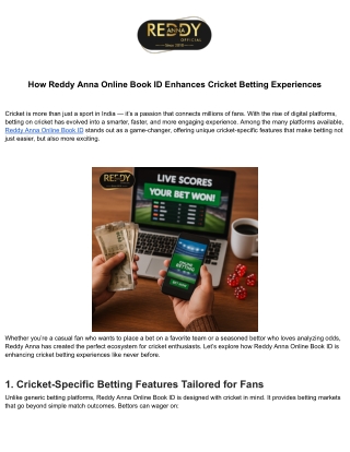 How Reddy Anna Online Book ID Enhances Cricket Betting Experiences