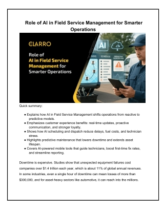 Role of AI in Field Service Management for Smarter Operations