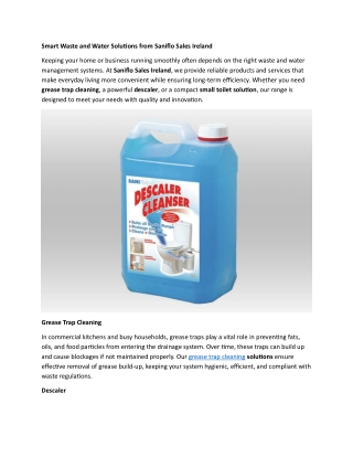 Smart Waste and Water Solutions from Saniflo Sales Ireland