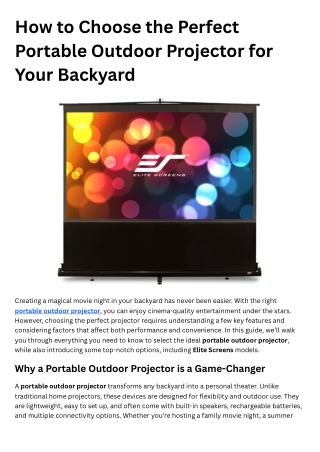 How to Choose the Perfect Portable Outdoor Projector for Your Backyard