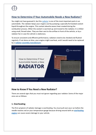 Determine when your automobile needs a new radiator