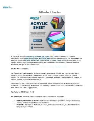 PVC Foam Board – Arona Store