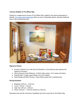 Culinary Delights at The Willow Way