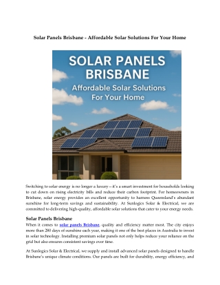 Solar Panels Brisbane - Affordable Solar Solutions For Your Home