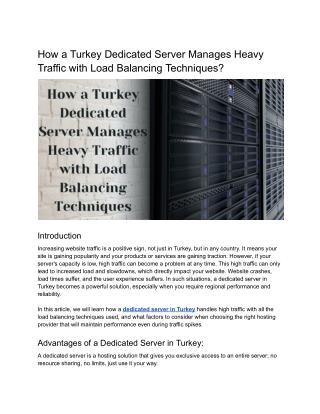 How a Turkey Dedicated Server Handles High Traffic_ Load Balancing Techniques