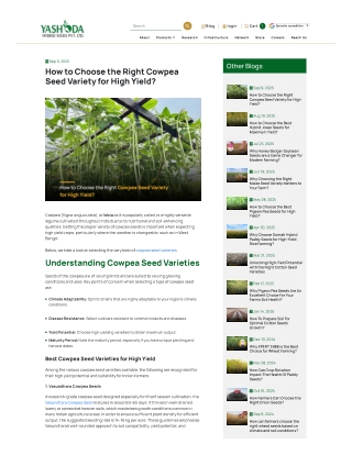 How to Choose the Right Cowpea Seed Variety for High Yield