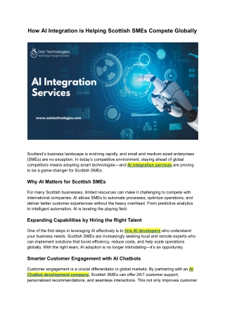 How AI Integration is Helping Scottish SMEs Compete Globally