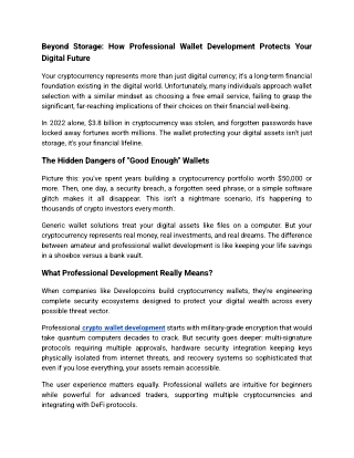 Beyond Storage_ How Professional Wallet Development Protects Your Digital Future