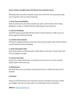 How to Choose the Right Indian IPTV Box for Your Australian Home