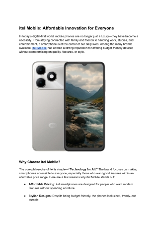 itel Mobile Phones – Best Price, Features & Latest Models