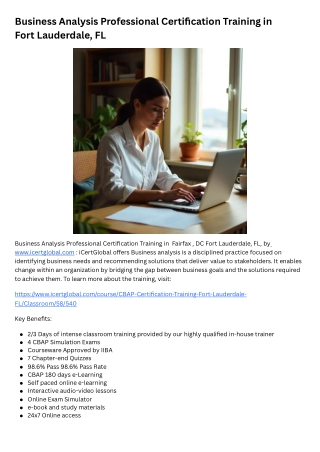 Business Analysis Professional Certification Training in Fort Lauderdale, FL