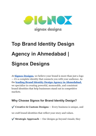 Top Brand Identity Design Agency in Ahmedabad _ Signox Designs