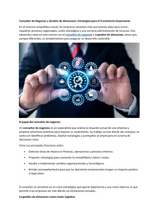 Consultor de Negocios Estrategias para Hacer Crecer tu Empresa