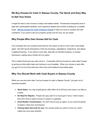 We buy houses for cash in Nassau County