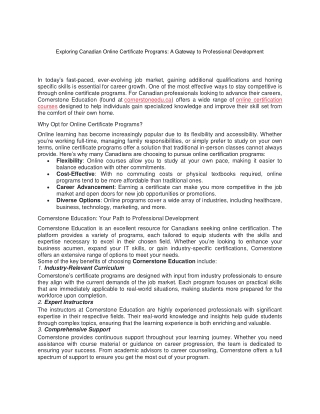 Exploring Canadian Online Certificate Programs A Gateway to Professional Development