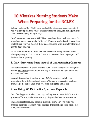 10 Mistakes Nursing Students Make When Preparing for the NCLEX