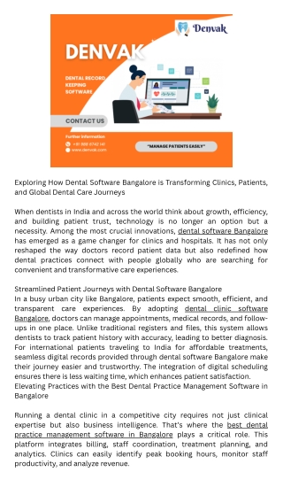 Best dental practice management software in Bangalore