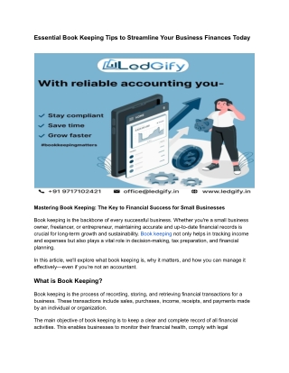 Essential Book Keeping Tips to Streamline Your Business Finances Today