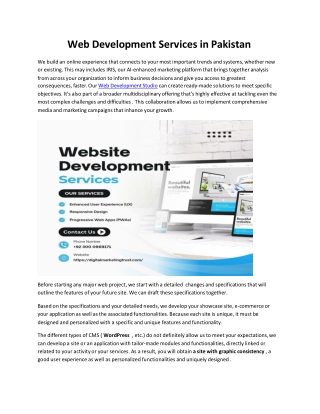 Web Development Services in Pakistan