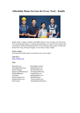 Affordable Home Services for Every Need – Kudilx