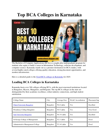 Top BCA Colleges in Karnataka