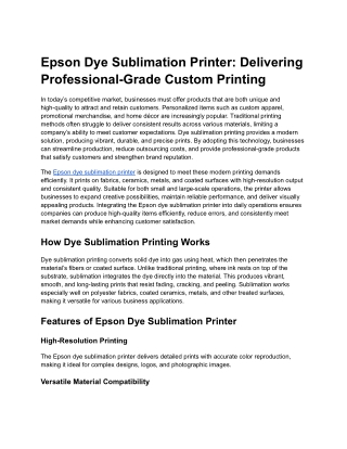 Epson Dye Sublimation Printer