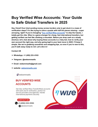 Buy Verified Wise Accounts_ Your Guide to Safe Global Transfers in 2025