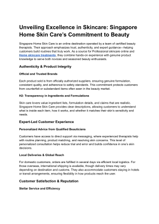 Unveiling Excellence in Skincare_ Singapore Home Skin Care’s Commitment to Beauty