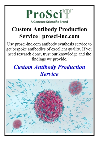 Custom Antibody Production Service | prosci-inc.com