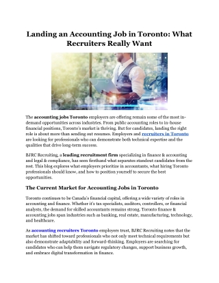 Landing an Accounting Job in Toronto What Recruiters Really Want