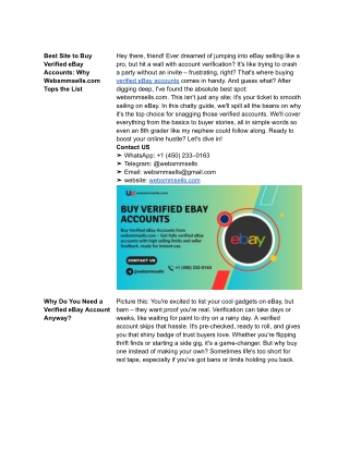 Best Site to Buy Verified eBay Accounts_ Tops the List